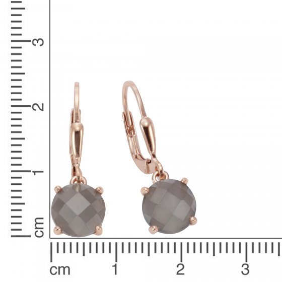 Ohrhänger 925 Silber rosé vergoldet Mondstein grau 