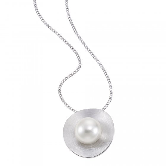 Halskette Silber 925 rhodiniert mit einer weißen Perle 10mm 
