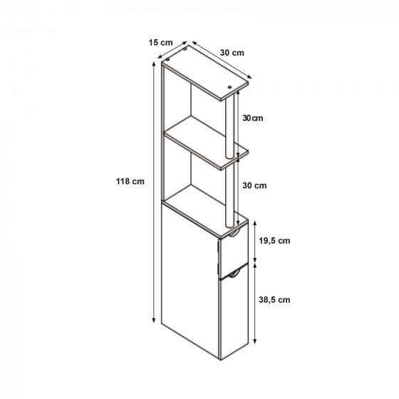 Raumteilerregal 118 cm Thekla Eiche