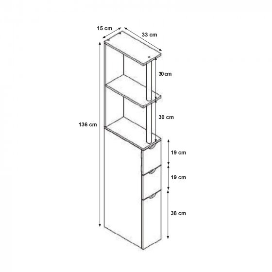 Raumteilerregal 136 cm Thekla Eiche
