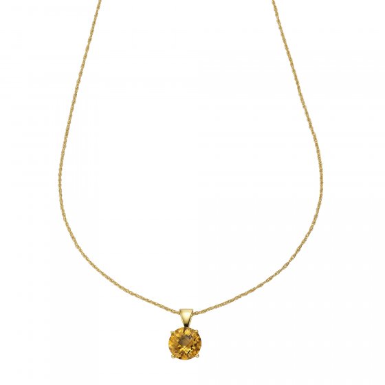 Halskette Silber 925 vergoldet 45/42cm lang mit echtem Citrin 10mm 