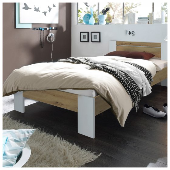 Futonbett 140 x 200 cm Weiß/Artisaneiche