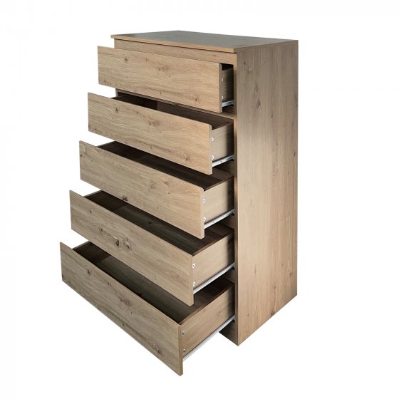Kommode mit 5 grifflosen Schubladen Artisaneiche Thekla 