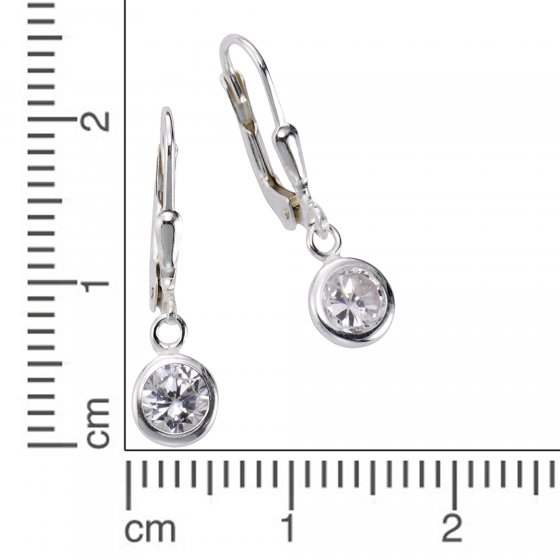 Ohrringe Silber 925 mit weißen Zirkonia-Steinen 25mm lang 