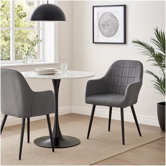 Stuhl Albany Webstoff 2er-Set Grau