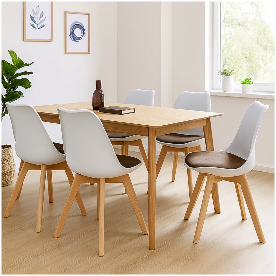 Design-Stühle mit Kunststoffschale Samt-Sitzkissen Skandinavischer Look für Esszimmer und Küche 