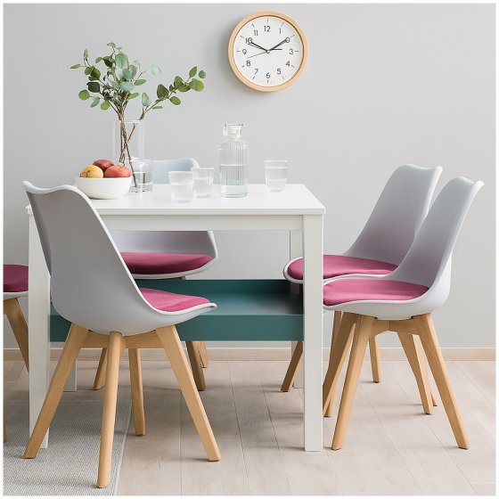 Design-Stühle mit Kunststoffschale und Samt-Sitzki Skandinavischer Look für Esszimmer und Küche 