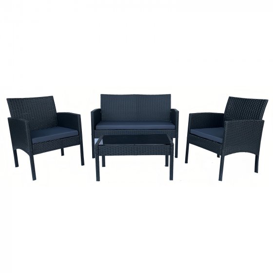 4-teiliges Polyrattan Lounge-Set mit Tisch und Gla Gartenmöbel Set Zita 