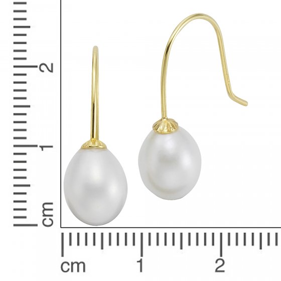 Ohrringe Gold 333 Perle weiß 9x7mm 