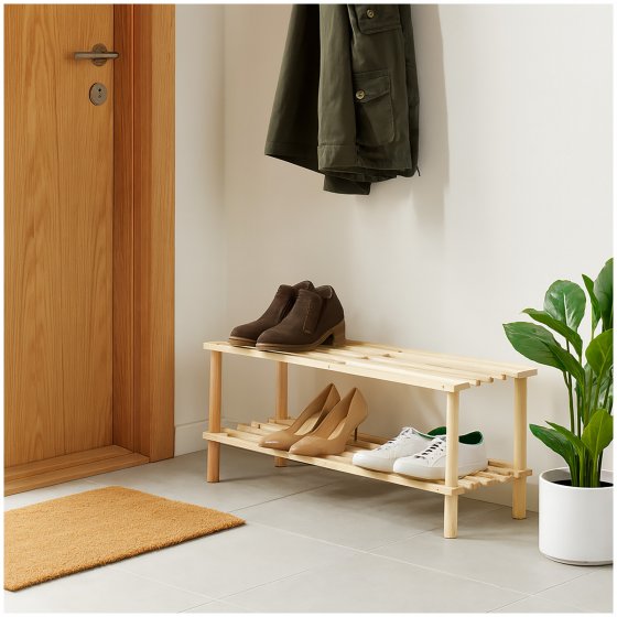 Schuhregal 2 Ebenen Anea Holz Natur 