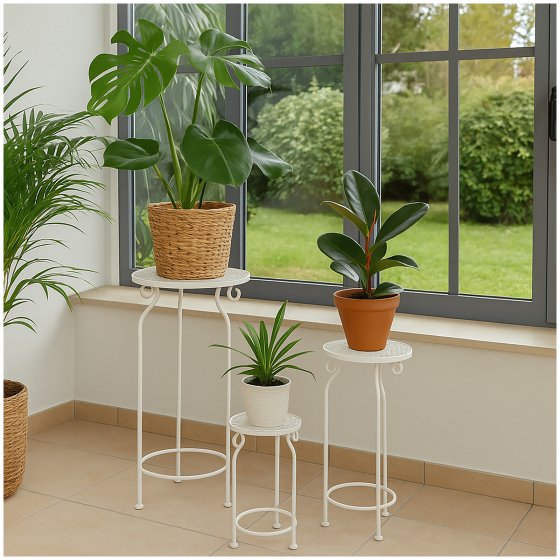 Blumentisch 3er-Set Celia Creme
