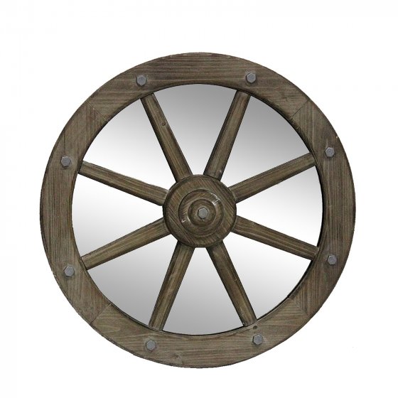 Wandspiegel im Wagenrad-Design Rustikaler Dekospiegel Ø 70 cm
