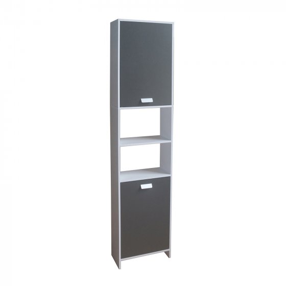 Hochschrank Badschrank Grau Stauraumschrank mit Türen und Fächern 