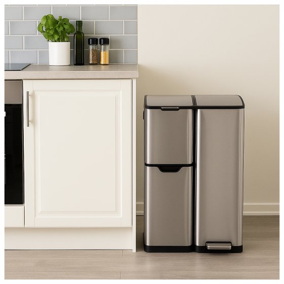 Mülltrennsystem Jannik 60 Liter Silber
