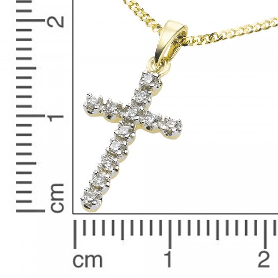 Halskette Gold 585 Kreuz mit 12x Diamant zus. 0,12ct. 