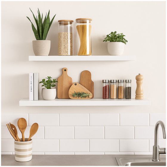 Wandregal 2er Set 120 cm + 80 cm Altona Weiß 