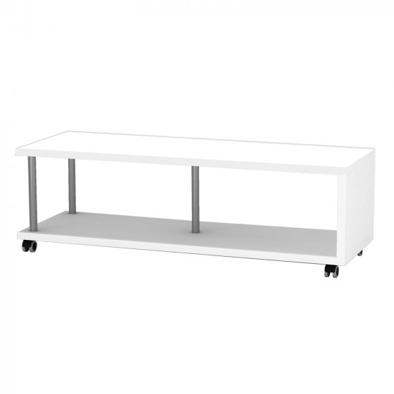 Couchtisch mit Ablagefach und Rollen Weiß Breite 110 cm