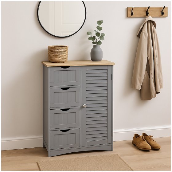 Badezimmerschrank Sarah Landhausstil mit Tür und Schubkästen