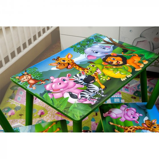 Kindertisch Set mit 2 Stühlen farbenfroh mit Motiv für Kinderzimmer