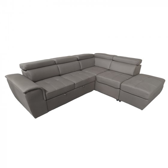 Couch Sandy mit Ottomane rechts Grau 