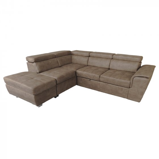 Couch Sandy mit Ottomane links Braun 