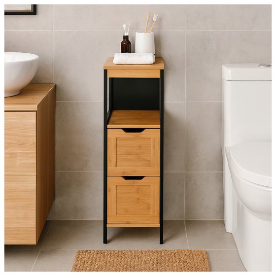 Badschrank Jerik Schwarz Holzoptik 