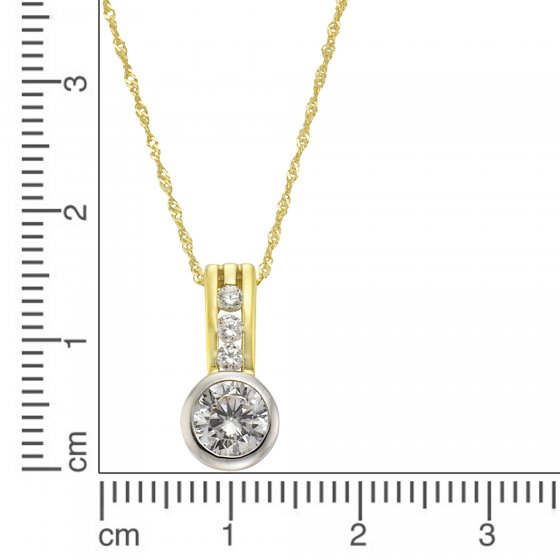 Halskette 375/- Gelbgold 2farbig Zirkonia 
