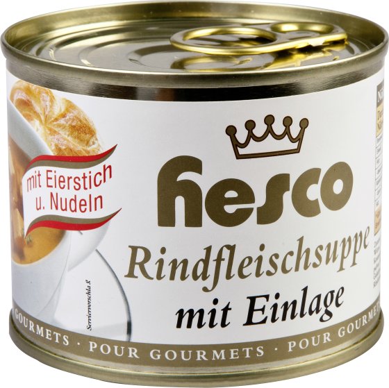 Hesco Rindsuppe mit Einlage Eierstich und Nudeln 5 Dosen 1060ml 
