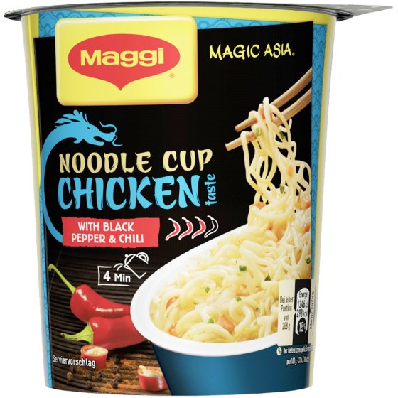 Maggi Magic Asia Noodle Cup Chicken Snack mit Huhngeschmack 63g 
