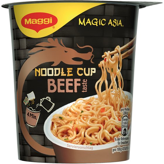 Maggi Magic Asia Noodle Cup Beef Snack mit Rindgeschmack 63g 