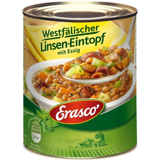 Erasco Westfälischer Linsen Eintopf mit Essig verfeinert 800g 3er Pack 
