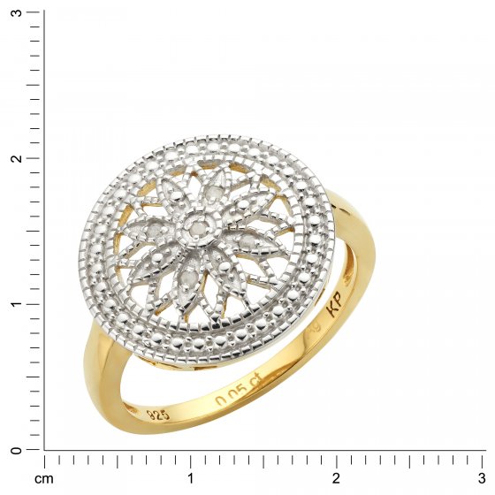 Ring Silber 925 vergoldet mit 5x Diamant zus. 0,05ct. 