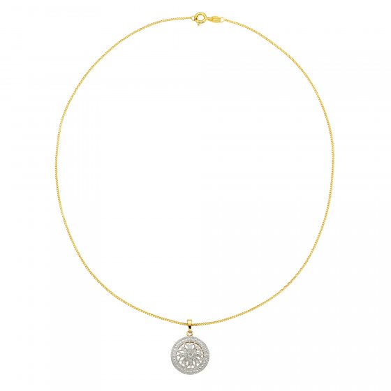 Halskette Silber 925 vergoldet mit 5x Diamant zus. 0,05ct. 