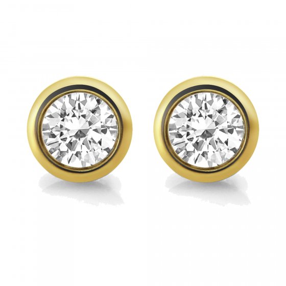 Ohrstecker Edelstahl vergoldet mit weißem Zirkonia 7mm 