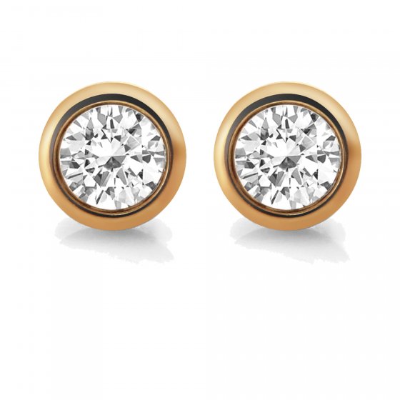 Ohrringe Edelstahl rosé-vergoldet mit weißem Zirkonia-Stein 7mm 