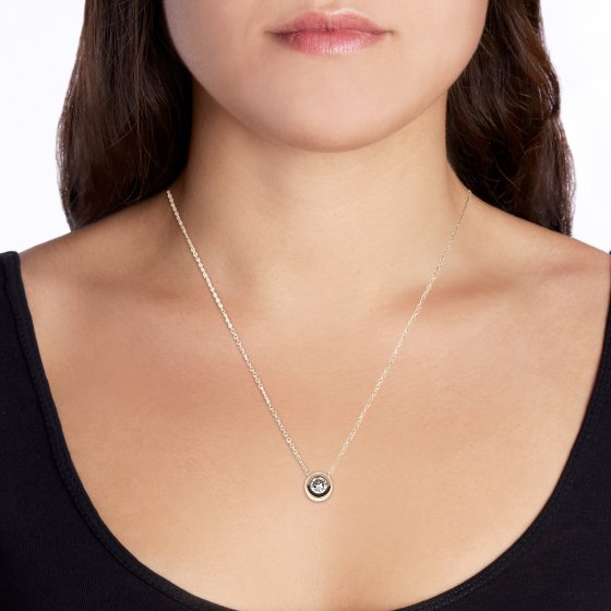 Halskette Edelstahl rosé-vergoldet 40+5cm mit weißem Zirkonia-Stein 8mm 