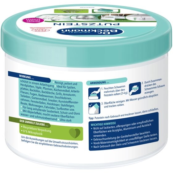 Dr. Beckmann Putzstein Oberflächenreiniger reinigt und poliert 550g 
