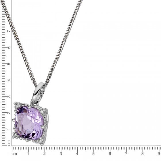 Halskette Gold 585 mit 4 natürlichen Brillanten zus. 0,04ct. und echtem Amethyst 
