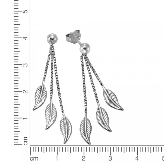 Ohrringe Silber 925 rhodiniert 41mm lang mit Blatt-Motiv 
