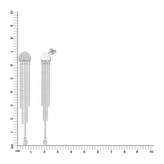 Ohrringe Silber 925 rhodiniert 70mm lang mit Zirkonia-Steinen 