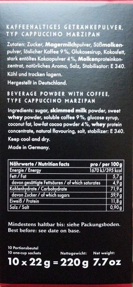 Niederegger Marzipan Geschmack Cappuccino 10 Portionsbeutel 220g 