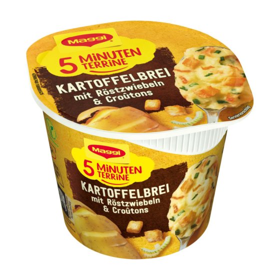 Maggi 5 Minuten Terrine Kartoffelbrei mit Röstzwiebeln Croutons 59g 