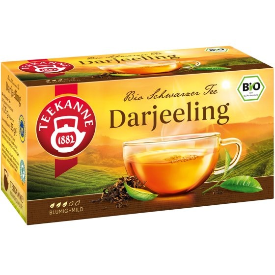 Teekanne Bio Darjeeling Schwarzer Tee blumig mild im Geschmack 35g 
