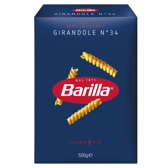 Barilla Girandole Nr 34 Hartweizen gedrehte Nudeln 500g 6er Pack 