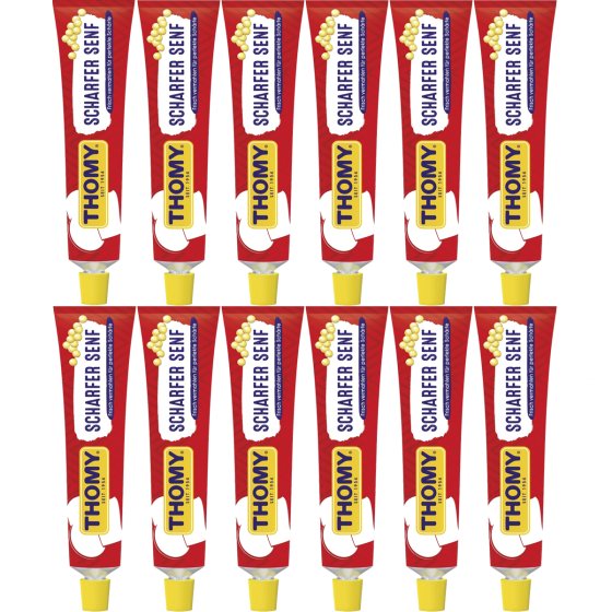 Thomy Senf Scharf extra würziger Klassiker in der Tube 200ml 12er Pack 