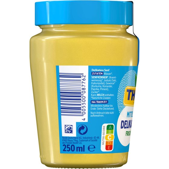 Thomy Delikatess Senf mittelscharf der Klassiker im Glas 250ml 