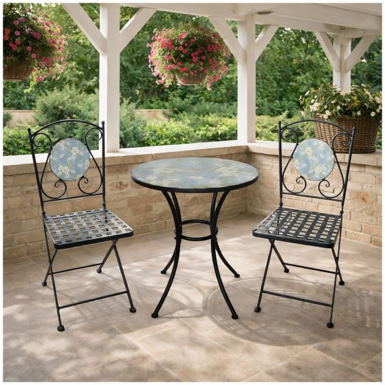 Tisch und 2 Stühle Celia Petunien 