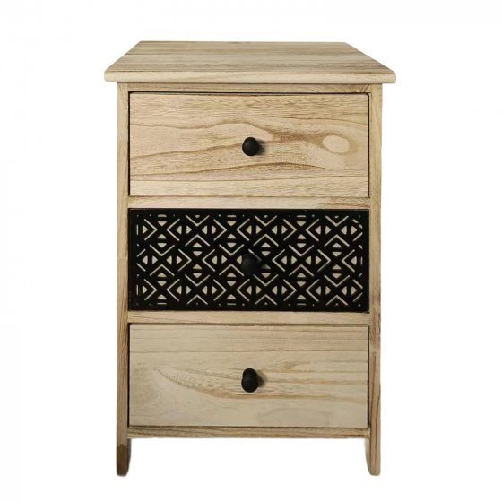 Kommode Melia 3 Schubladen Dekor Schwarz-Artisaneiche 