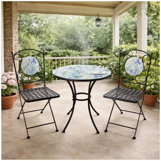 Tisch und 2 Stühle Celia Lilie 