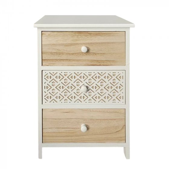Kommode Melia 3 Schubladen Dekor Weiß-Artisaneiche 